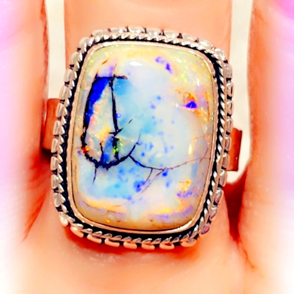 🔥 Monarch Butterly Opal Solid Sterling Silver 925 Gemstone Ring
